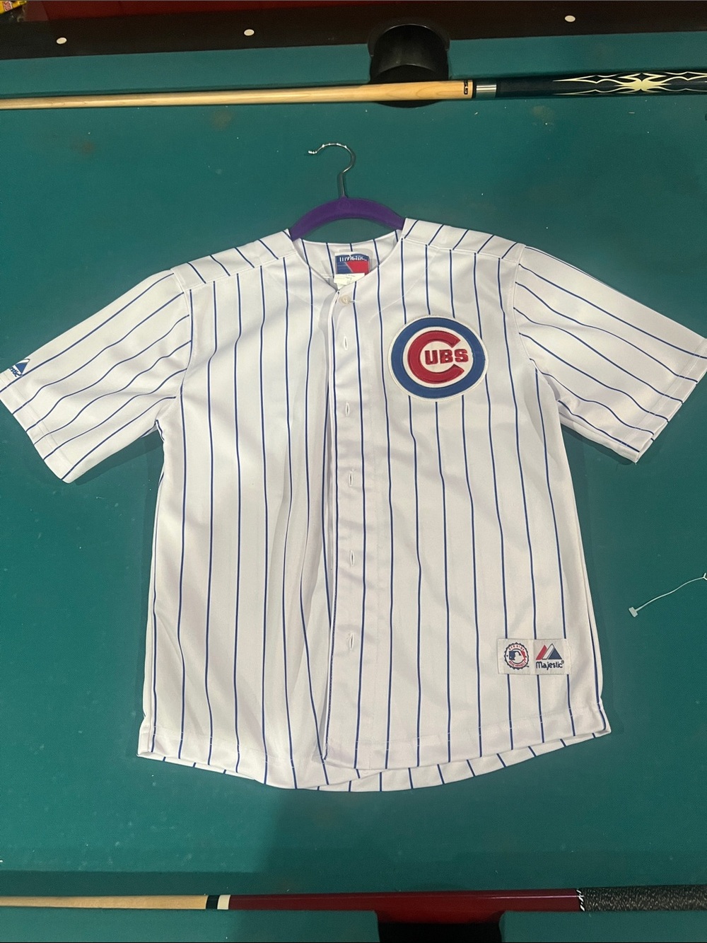 Majestic White & Blue Chicago Cubs Youth Pinstripe Jersey